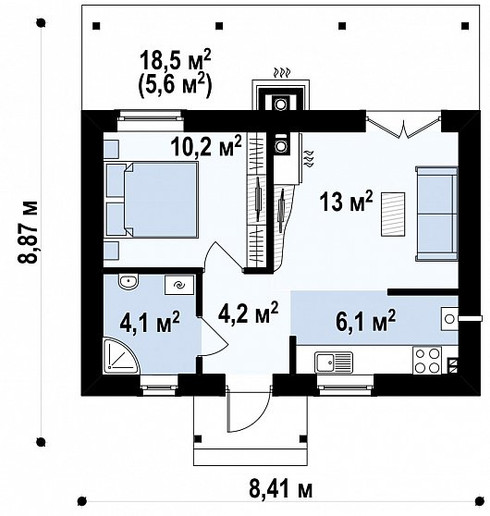 Planta — Projeto T1 — 37.6 m²