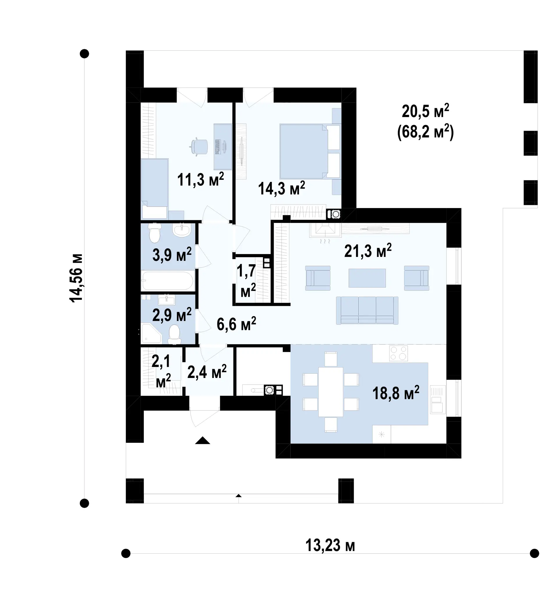 Planta — Projeto T2 — 78,95 m²
