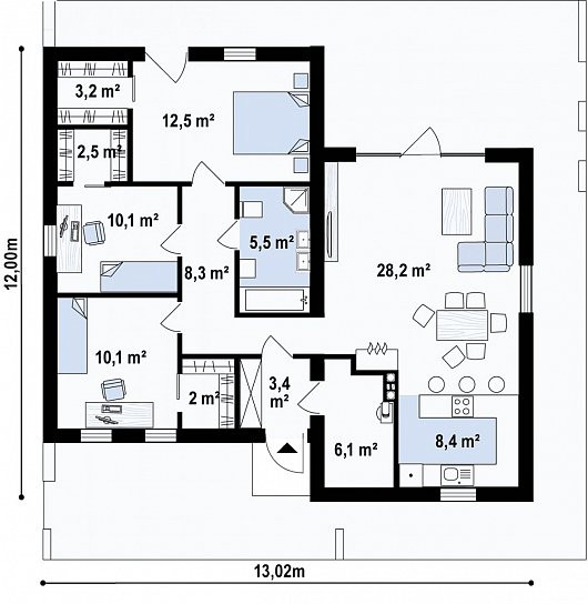 Planta — Projeto T3 — 103.3 m²
