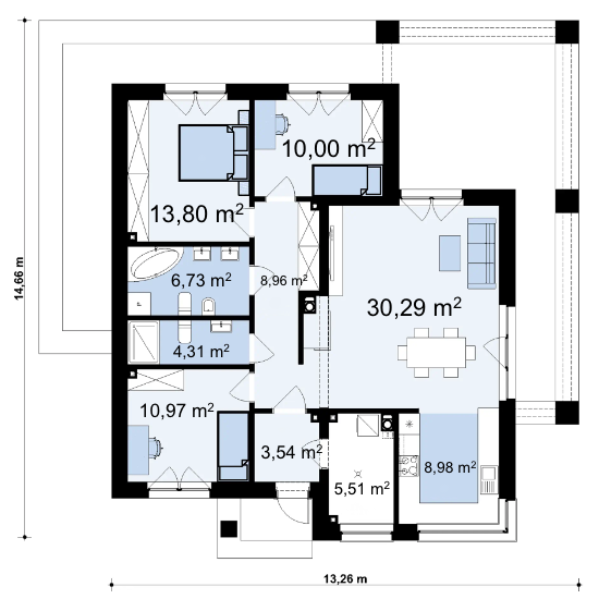 Planta — Projeto T3 — 103 m²