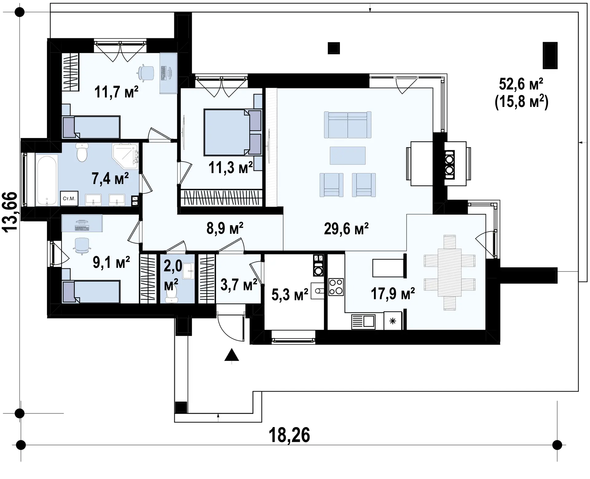 Planta — Projeto T3 — 106 m²