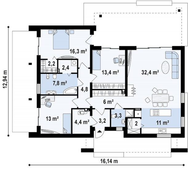 Planta — Projeto T3 — 122,2 m²