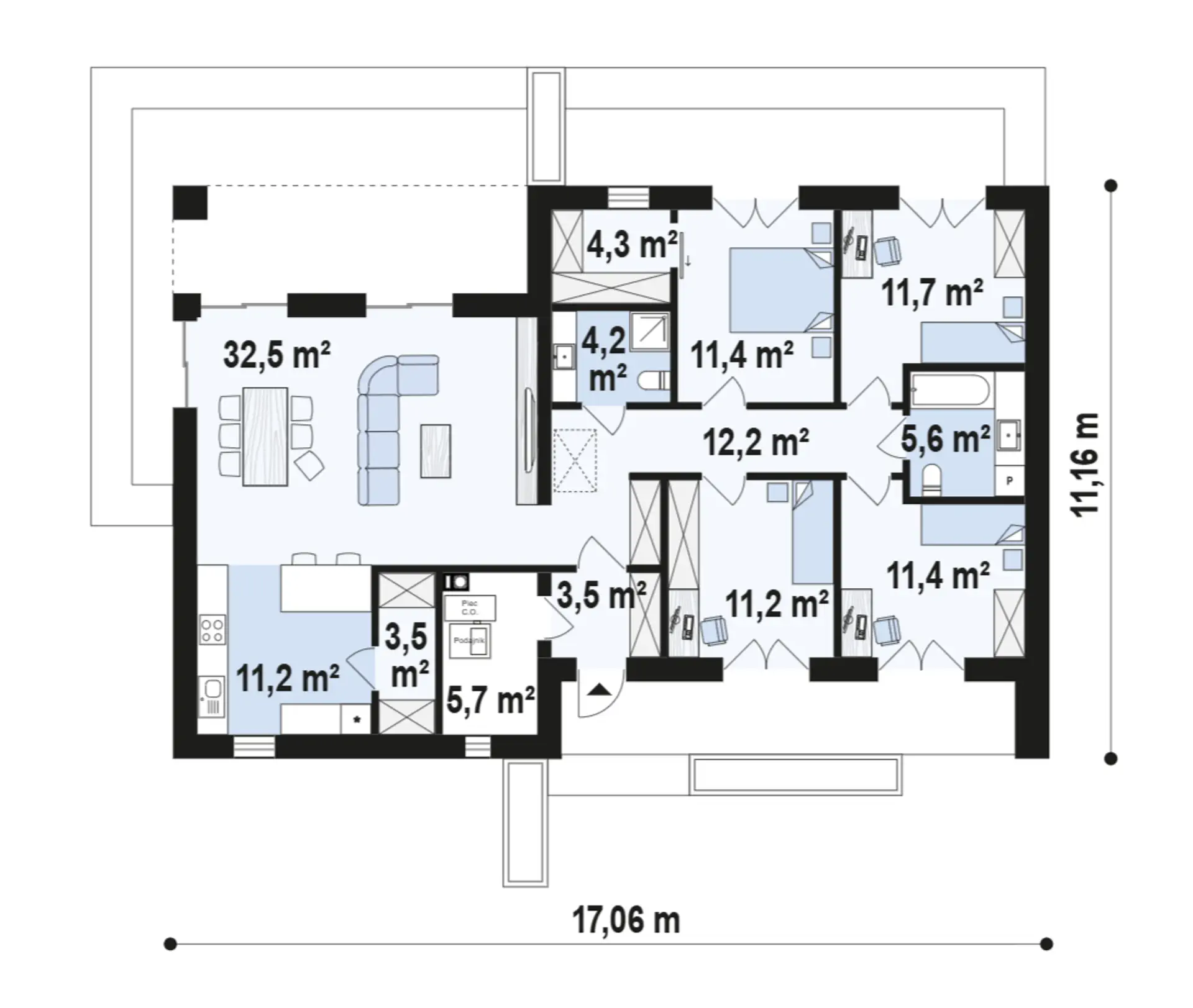 Planta — Projeto T4 — 128 m²