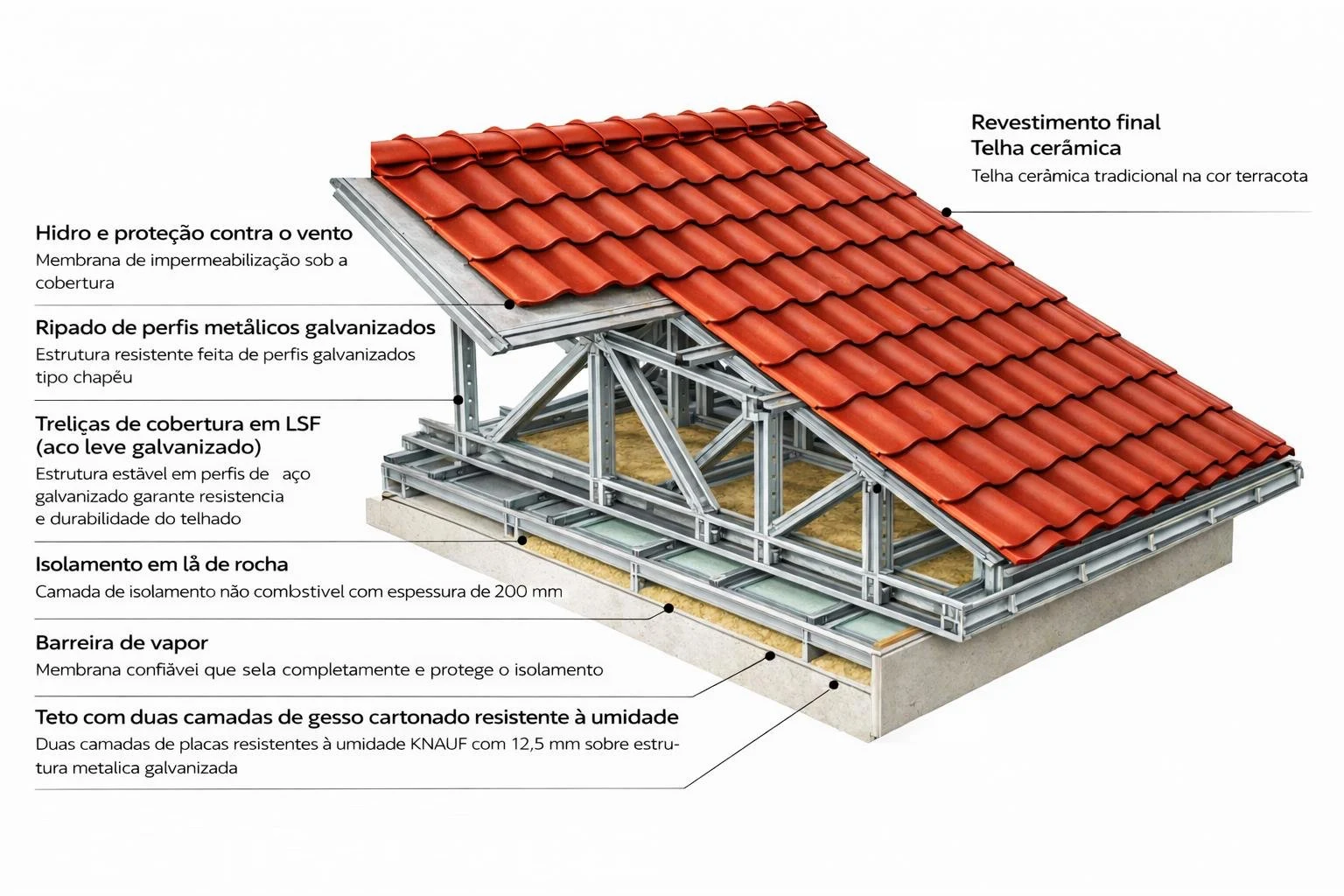 Estrutura metálica LSF — cobertura